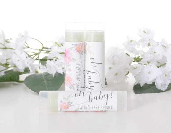 Baby Shower Lip Balm Favors - Floral Chapstick Stickers and Tubes -Custom Baby Shower Chapstick - Custom Baby Shower Labels - #bsiL-90 Il_570xn