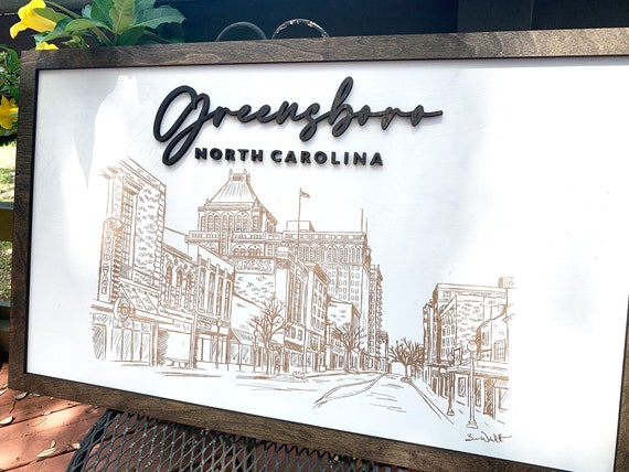 Greensboro Wall Art North Carolina Skyline Home Decor Sketch Hanging By Labelsrus Catch My Party - Carolina Home Decor Greensboro Wall Art North Carolina Skyline Home Decor Sketch Hanging By Labelsrus Catch My Party - Carolina Home Decor