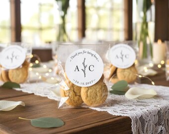 Elegant Wedding Monogram Stickers: Custom Round Favor Bag Labels