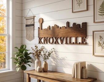 Knoxville TN Skyline Sign, Wooden Laser Cut City Cutout, Tennessee Themed Wall Art
