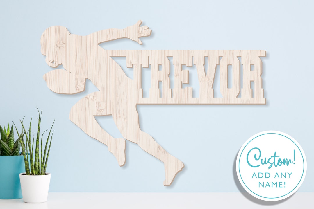 Football Wall Sign, Sports Theme Wall Decor, Kids Name Sign, Wood Name