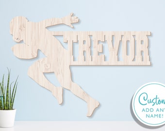 Football Wall Sign, Sports Theme Wall Decor, Kids Name Sign, Wood Name Sign, Kids Room Decor, Personalized Name Sign, Football Theme Sign