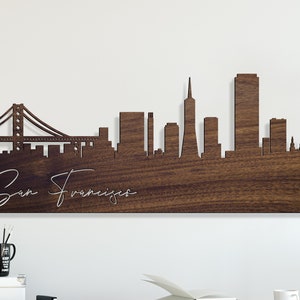 San Francisco Skyline Sign, San Francisco Skyline Cutout, Wooden Skyline Art, California Gifts, Housewarming Gifts, San Francisco Wall Decor