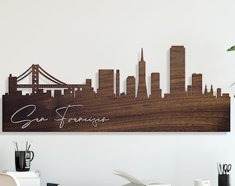 San Francisco Skyline Sign, San Francisco Skyline Cutout, Wooden Skyline Art, California Gifts, Housewarming Gifts, San Francisco Wall Decor
