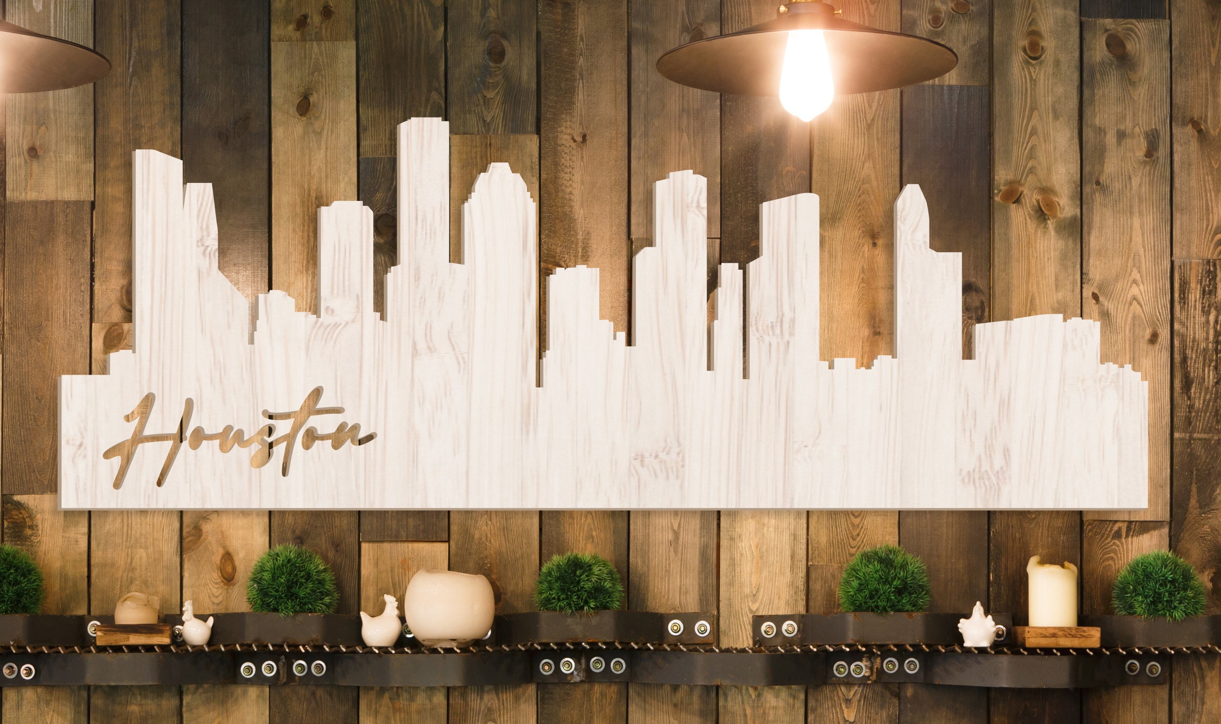Houston Wall Sign City Skyline Wall Decor Texas Wall Art Etsy