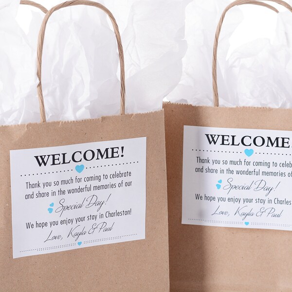 Custom Wedding Welcome Bags, Wedding Welcome Stickers, Thank You Bags, Hotel Welcome Bags, Out of Town Guest Bags, Wedding Favor Bags