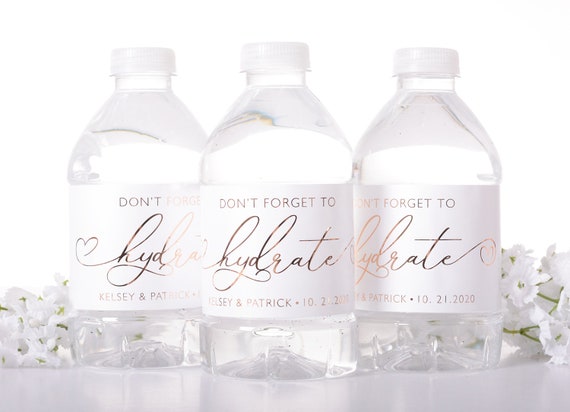 Rustic Wood & Watercolor Leaves Wedding Waterproof Water Bottle Labels Rustic Wood & Watercolor Leaves Wedding Waterproof Water Bottle Labels