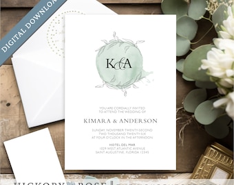 INSTANT DOWNLOAD Invitation, Editable Invitation Template, Elegant Wedding Invite Template, Printable Invitation Templates | #wdi-416