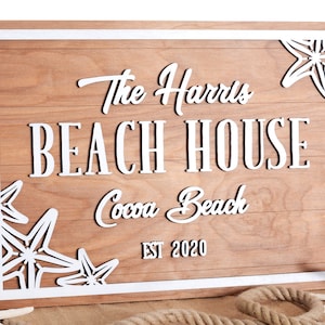 Beach House Sign, Beach Theme Decor, Beach Sign, Ocean Themed Home Decor, Beach House Decor, Beach House Wall Sign, Personalized Wall Sign