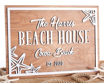 Beach House Sign, Beach Theme Decor, Beach Sign, Ocean Themed Home Decor, Beach House Decor, Beach House Wall Sign, Personalized Wall Sign