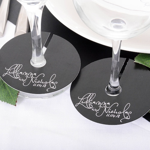 Wedding Wine Glass Tags Champagne Glass Tag Floral Wine Etsy