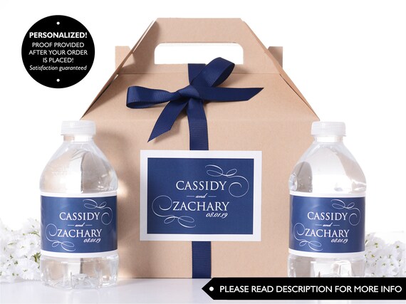 Hotel Wedding Box - Wedding Welcome Boxes with Matching Water Labels -Wedding Survival Kit - Elegant Wedding Gift Boxes - #wdiG-157 Il_570xn