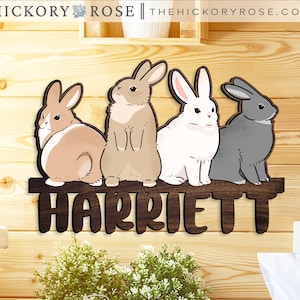 Wooden Bunny Name Sign | Laser Cut Name Cutout, Rabbit Name Sign, Bunny Nursery Decor, Rabbit Wall Decor, Personalized Name Gifts
