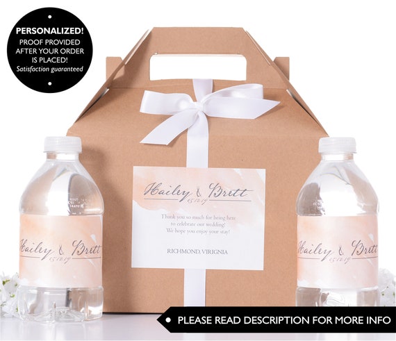 Watercolor Wedding Boxes - Wedding Favor Box / Welcome Box Sets w/ Matching Water Bottle Labels - Hotel Welcome Box Kits - #wdiG-280 Il_570xn