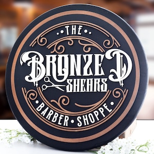 Barber Shop Sign, Custom Business Logo Sign, 3D Raised Wood Logo Sign, Wood Round Store Sign, Barber Logo Sign, YOUR LOGO HERE Sign