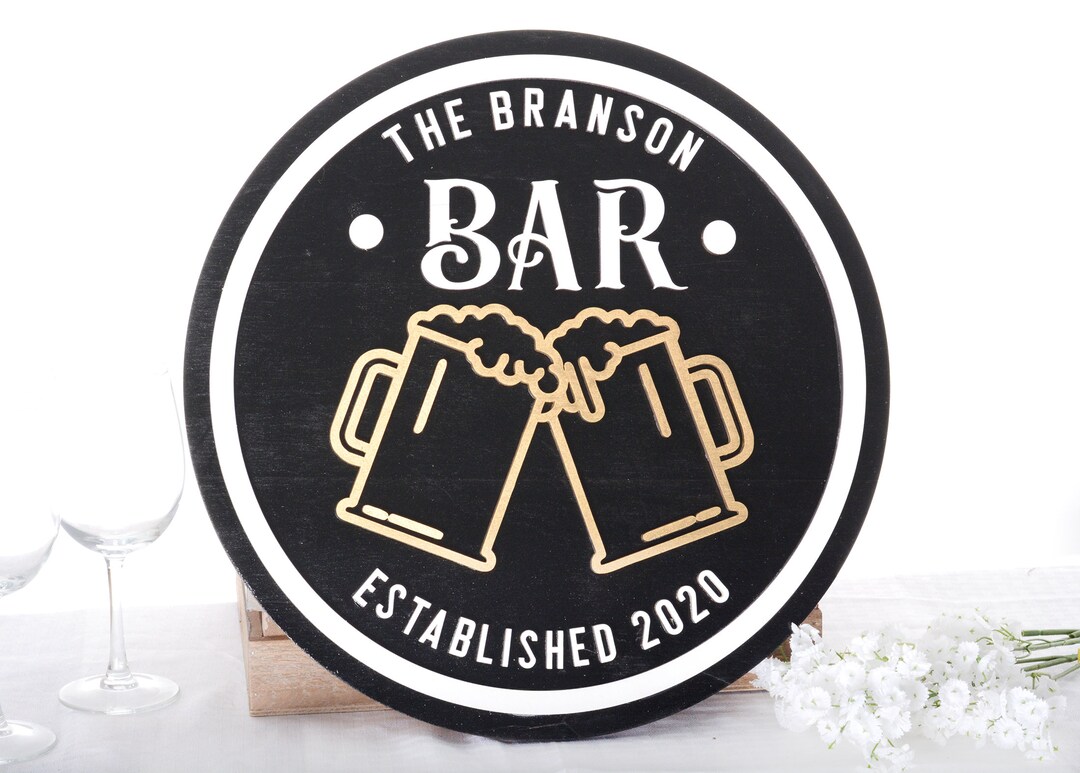 Custom Bar Sign, Personalized Bar Wall Sign, 3D Raised Wood Sign, Housewarming Gifts, Father's