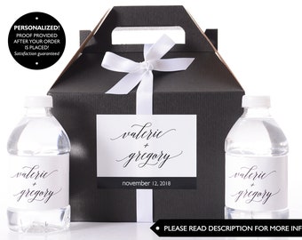 Wedding Guest Gift Box - Wedding Welcome Boxes with Matching Water Labels - Wedding Survival Kit - Wedding Favor Boxes - #wdiG-240