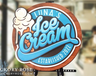 Ice Cream Logo Sign, Custom 3D Raised Logo Sign, Laser Cut Logo Sign, YOUR LOGO HERE Custom Signage, Custom Storefront Sign, Ice Cream Shop