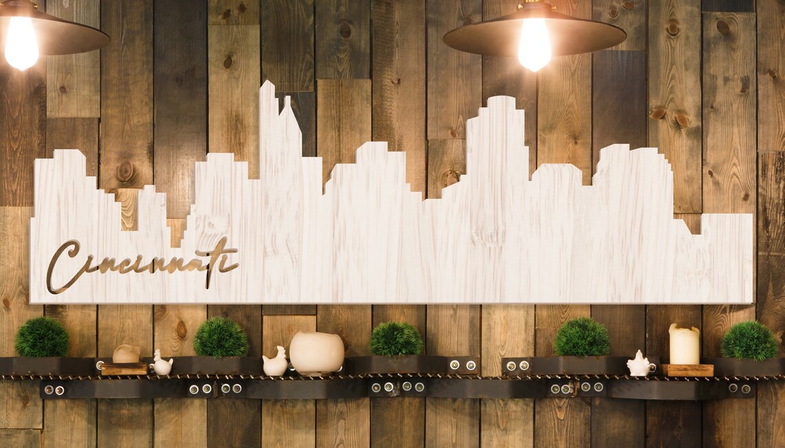 Cincinnati Wall Sign, City Skyline Wall Decor, Cincinnati Wall Art ...