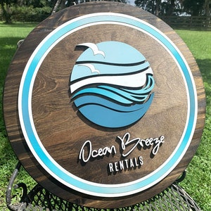Custom Logo Storefront Sign, Rental Home Sign, 3D Wood Branded Business Sign, Laser Cut Custom Signs, Wooden Outdoor Store Front Signs