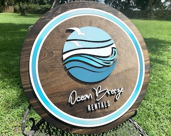 Custom Logo Storefront Sign, Rental Home Sign, 3D Wood Branded Business Sign, Laser Cut Custom Signs, Wooden Outdoor Store Front Signs