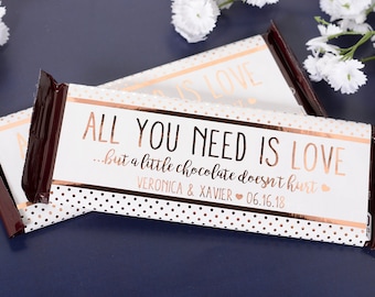 Wedding Candy Wrappers Metallic Foil Chocolate Bar Wrappers, Wedding Candy Favors #whb-124