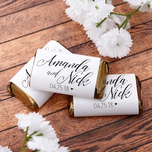 Custom Wedding Candy Labels - Mini Candy Wraps - Wedding Chocolate Bar Wrappers - Mini Wedding Candy Sticker - Chocolate Sticker - wdiHM-260