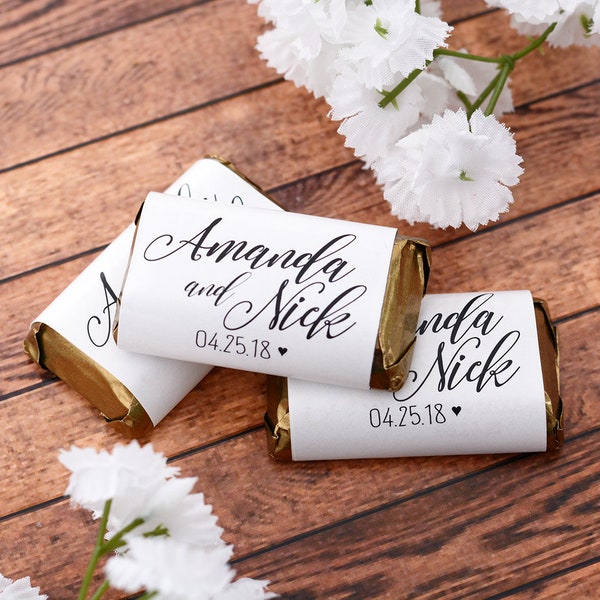 Custom Wedding Candy Labels - Mini Candy Wraps - Wedding Chocolate Bar Wrappers - Mini Wedding Candy Sticker - Chocolate Sticker - wdiHM-260