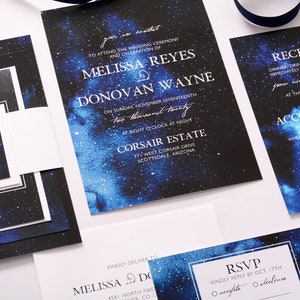 Starry Night Wedding Invitation, Starry Invite Set, Under the Stars Wedding Invitation Suites #wdi-305