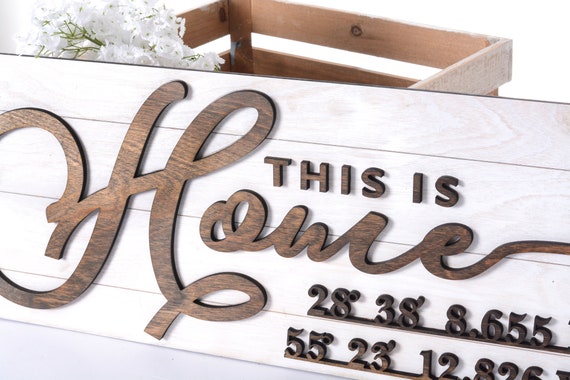 Welcome Sign Home Decor, Customized Welcome Sign, Home Coordinates Welcome Sign, Welcome Home Sign, Home Wall Decor, Custom Home Decor Il_570xn