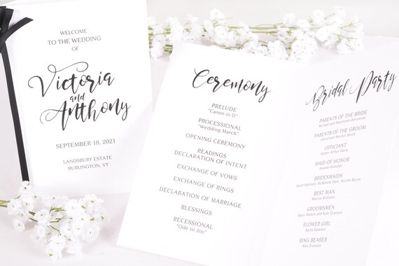 Wedding Ceremony Programs Order Of Ceremony Bridal Party Card