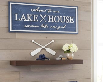 Lake House Sign, Lake Life Decor, Lake Themed Wall Art, Housewarming Gifts, Custom Closing Gift, Laser Cut Wood Sign, Custom Welcome Sign