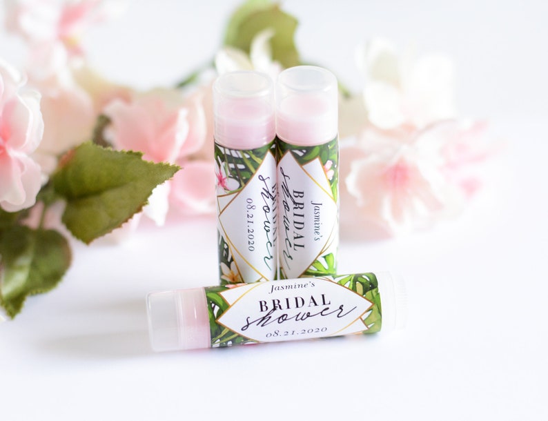 Wedding Lip Balm Favors and Labels Tropical Bridal Shower Chapstick Chapstick Party Favors #bsl-93 Bridal Shower Favors