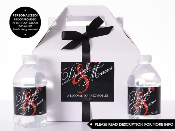 Wedding Gift Box - Wedding Favor Box / Welcome Box Sets with Matching Water Bottle Labels - Wedding Favors - Hotel Welcome Boxes - Gift Box Il_570xn