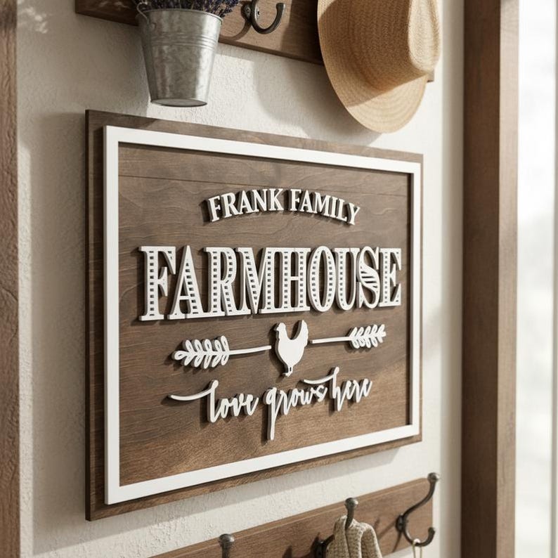 Custom Farmhouse Welcome Sign, Family Last Name Sign, Country Themed Wall Decor image 1