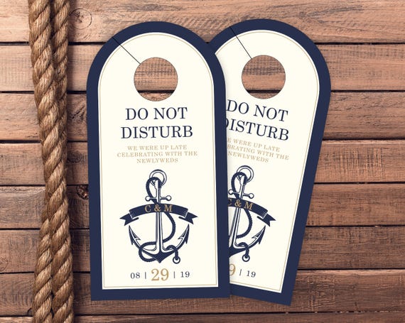 Do Not Disturb Nautical Wedding Door Hangers Guest Gift Hotel Box Wedding Favor Nautical Wedding Hotel Door Hangers #dhrI-122