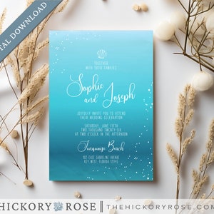 Beach Wedding Printable, Custom Beach Invitation Template, INSTANT DOWNLOAD Wedding Invitations, Beach Invite Templates | #wdi-365
