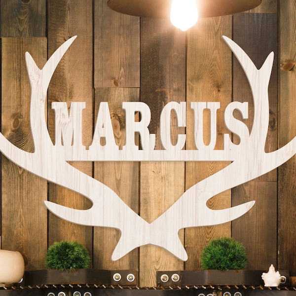 Deer Name Antler Sign Etsy