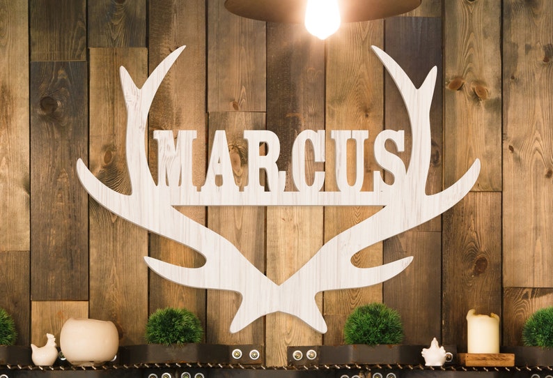 Antler Name Sign Antler Wall Art Deer Hunting Decor Custom