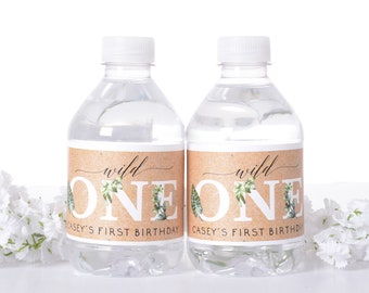 Custom First Birthday Labels, First Birthday Water Bottle, Bottled Water Labels, Wild One Theme Stickers, Wild One Party, Wild One Decor