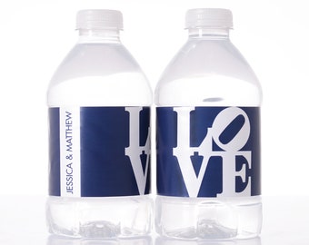 Philly LOVE Water Bottle Labels, Philadelphia Wedding Stickers, WATERPROOF Water Bottle Labels, Philly Themed Wedding Labels, #wdiW-266