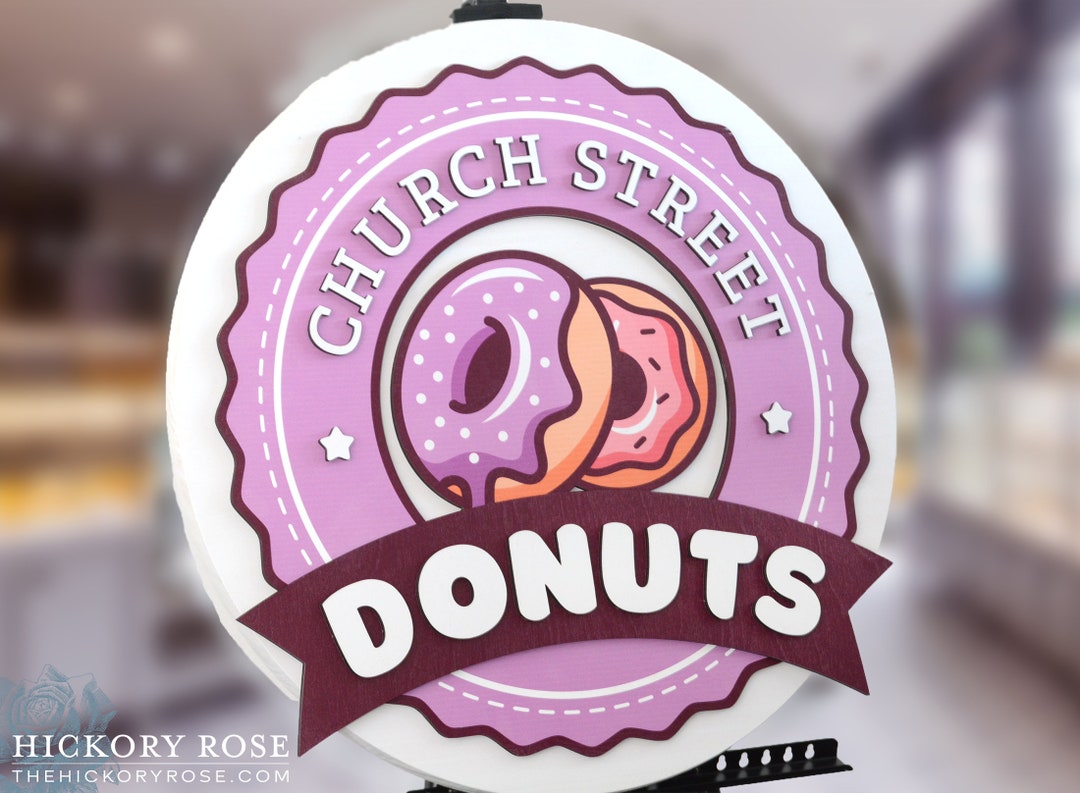 Custom Shop Window Sign, Business Logo Sign, Doughnut Shop Sign, YOUR