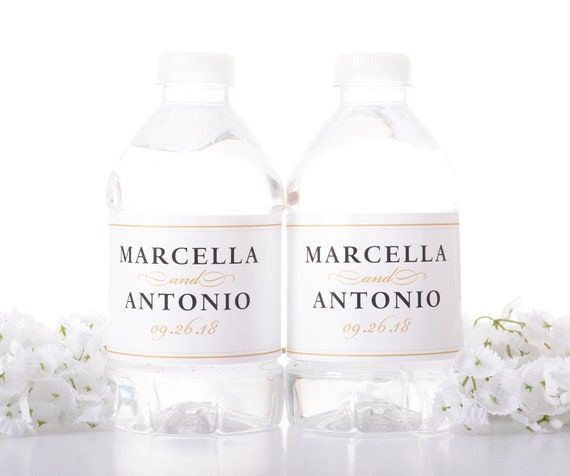 Wedding Water Bottle Labels - Custom Formal Wedding Labels - Water Bottle Labels for Weddings - Waterproof Bottle Stickers - #wdiW-290 Il_570xn