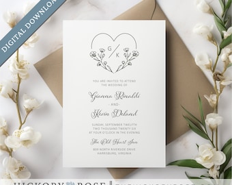 INSTANT DOWNLOAD Invitation, Editable Invitation Template, Minimal Wedding Invite Template, Printable Invitation Templates | #wdi-429