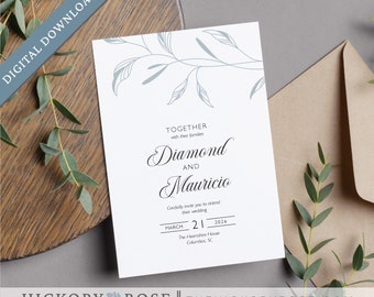 INSTANT DOWNLOAD Invitation, Editable Invitation Template, Minimalist Wedding Invite Template, Printable Invitation Templates | #wdi-415