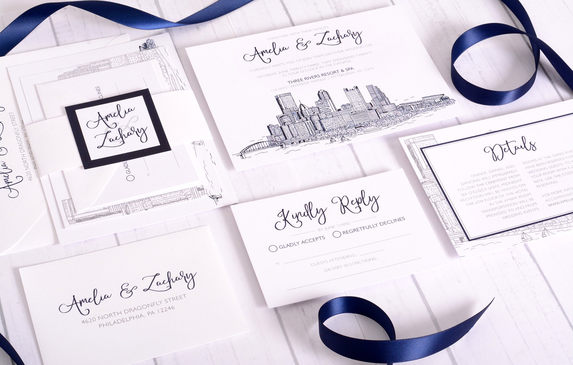 Pittsburgh Wedding Invitation Destination Wedding Invite | Etsy