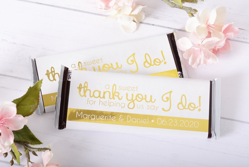 Wedding Candy Wrappers Gold Wedding Chocolate Labels Metallic Foil Chocolate Bar WRAPPERS Custom Candy Stickers #whb-133