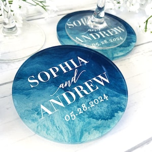 Custom Wedding Coasters, Clear Acrylic Round Coasters, Printed Wedding Coasters, Personalized Wedding Favors, Wedding Table Decor