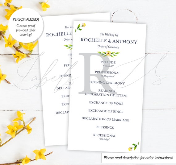 Wedding Ceremony Cards Order Of Ceremony Card Wedding Program
