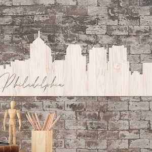 Philadelphia Wall Sign, City Skyline Wall Decor, Philly Wall Art, Philly Skyline Wall Hanging, Philadelphia Sign, City Decor, Skyline Art